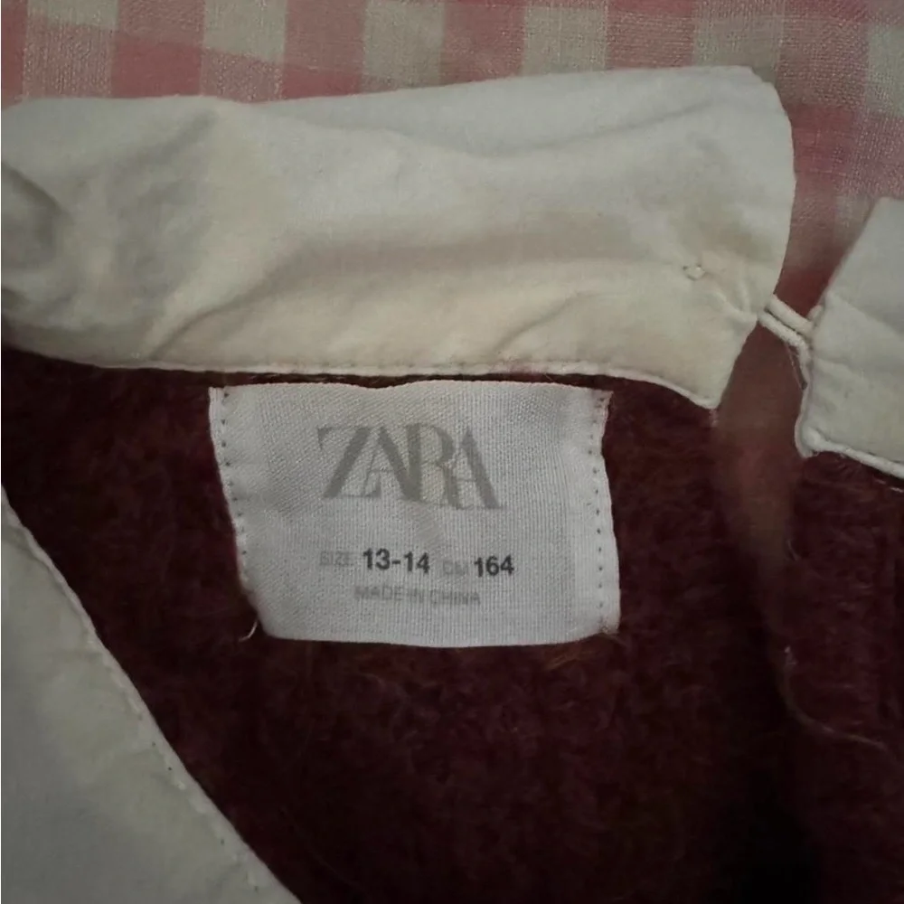 Zara Rust-Colored Sweater with White Ruffled Collar - Picture 2 of 2